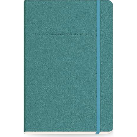 Ημερολόγιο ημερήσιο The Writing Fields Softline 2000 14x21cm 2024 με λάστιχο soft εξώφυλλο με υφή δέρματος Petrol